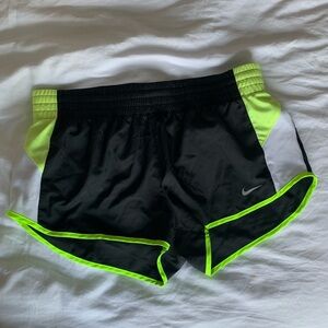 Nike Black and Green Athletic Performance Shorts
